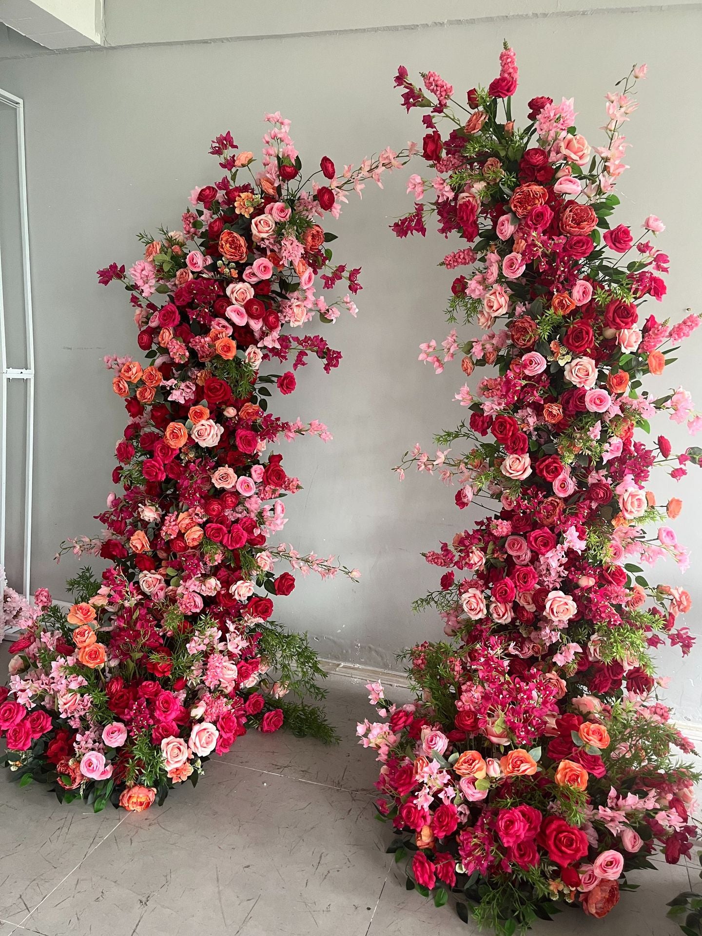 DWD195 Artificial 210+230cm hot-pink horn arch background wedding event floral arrangement porch decor