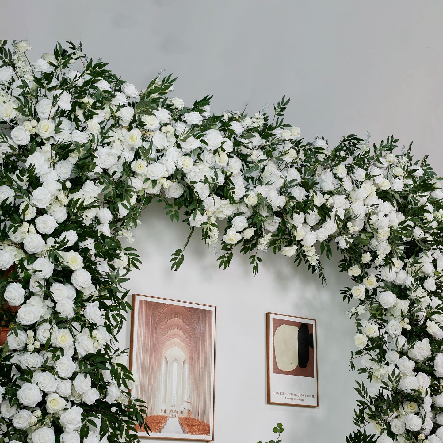 DWD196 Hot sale 2.4*2.4m white rose greenery square arch door arch porch decor wedding party floral backdrop