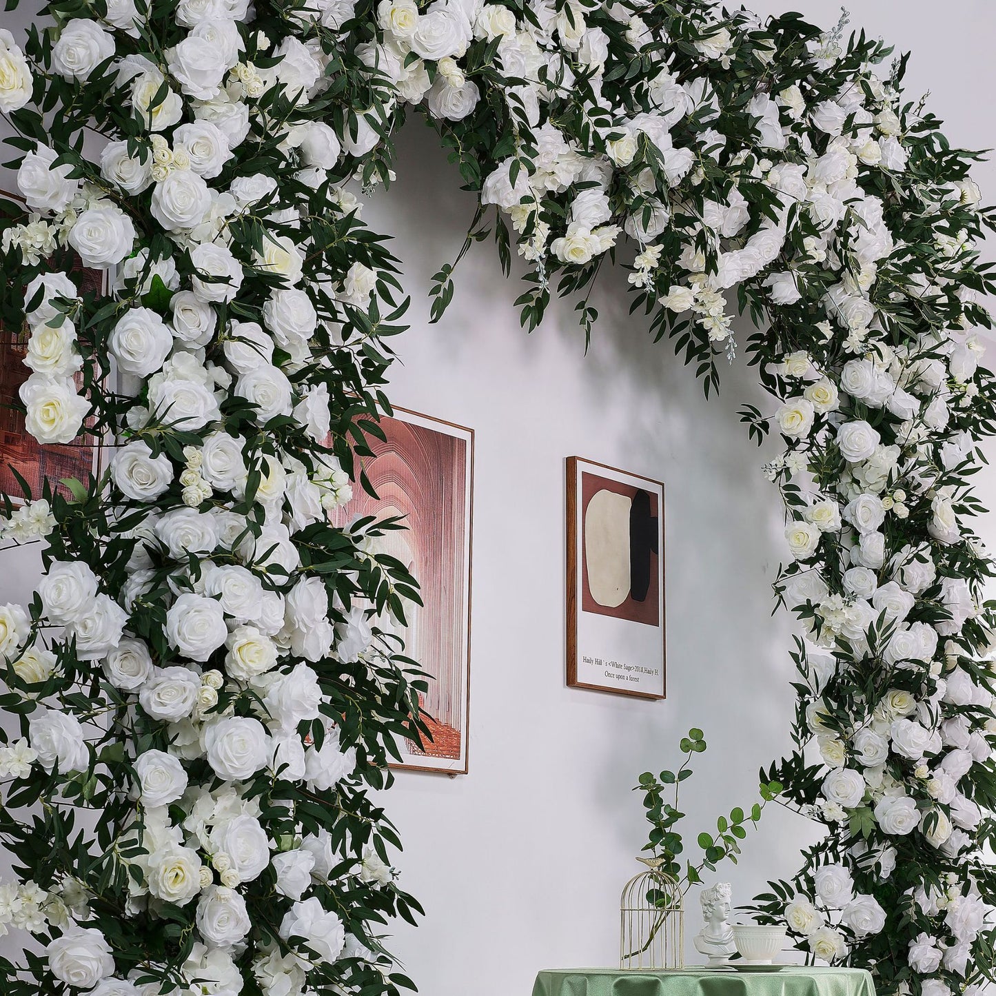 DWD196 Hot sale 2.4*2.4m white rose greenery square arch door arch porch decor wedding party floral backdrop