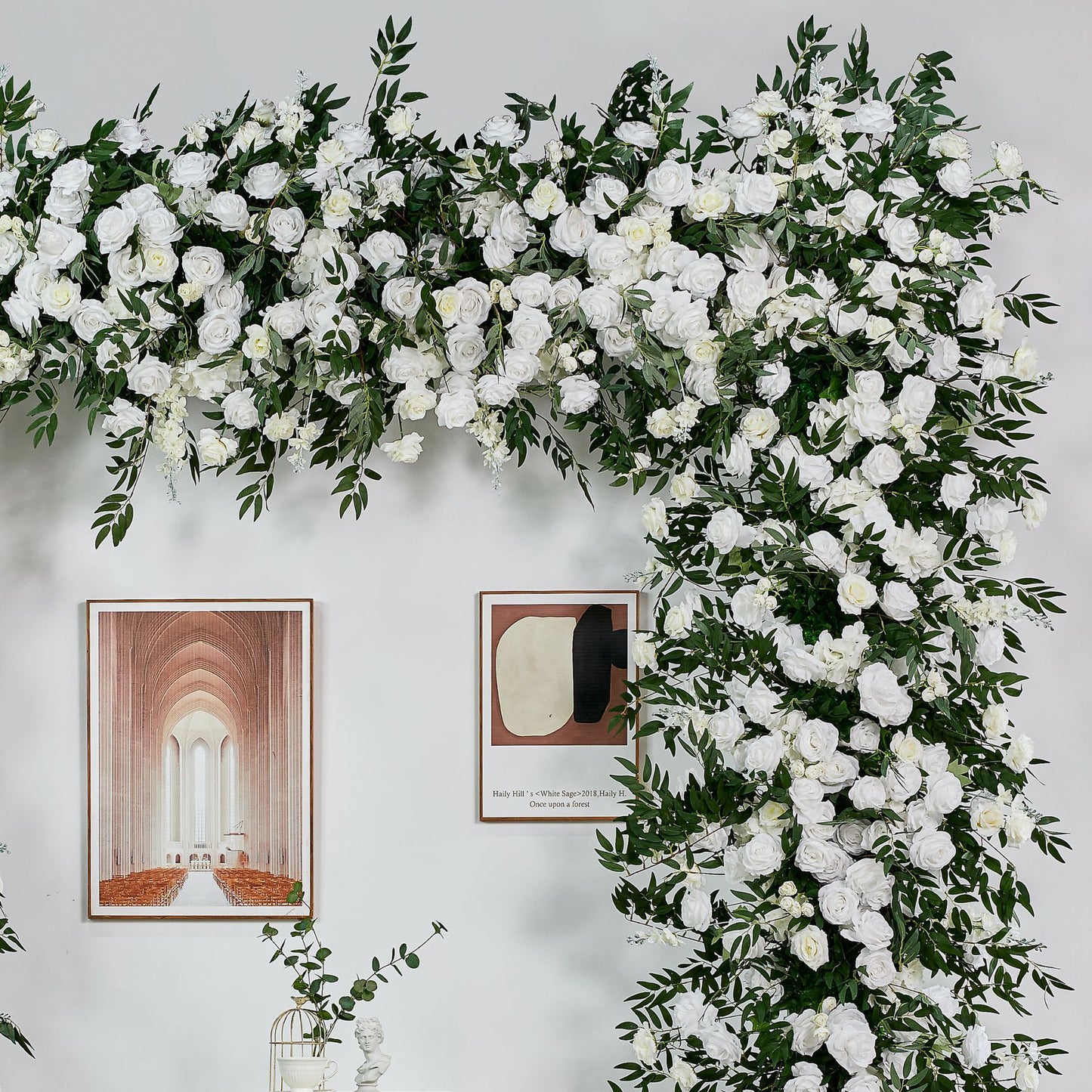 DWD196 Hot sale 2.4*2.4m white rose greenery square arch door arch porch decor wedding party floral backdrop