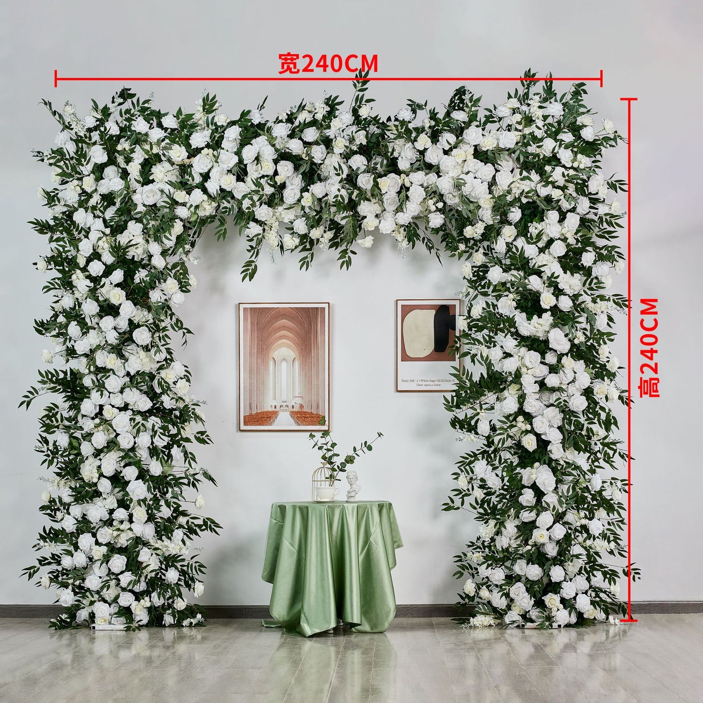 DWD196 Hot sale 2.4*2.4m white rose greenery square arch door arch porch decor wedding party floral backdrop