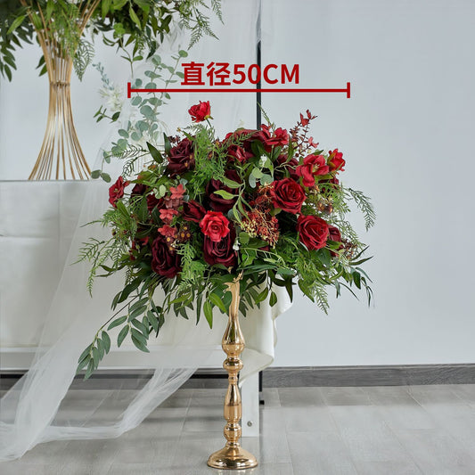 DWD200 New arrival greenery red rose flower ball green plant table centerpiece decor wedding event floral arrangement props