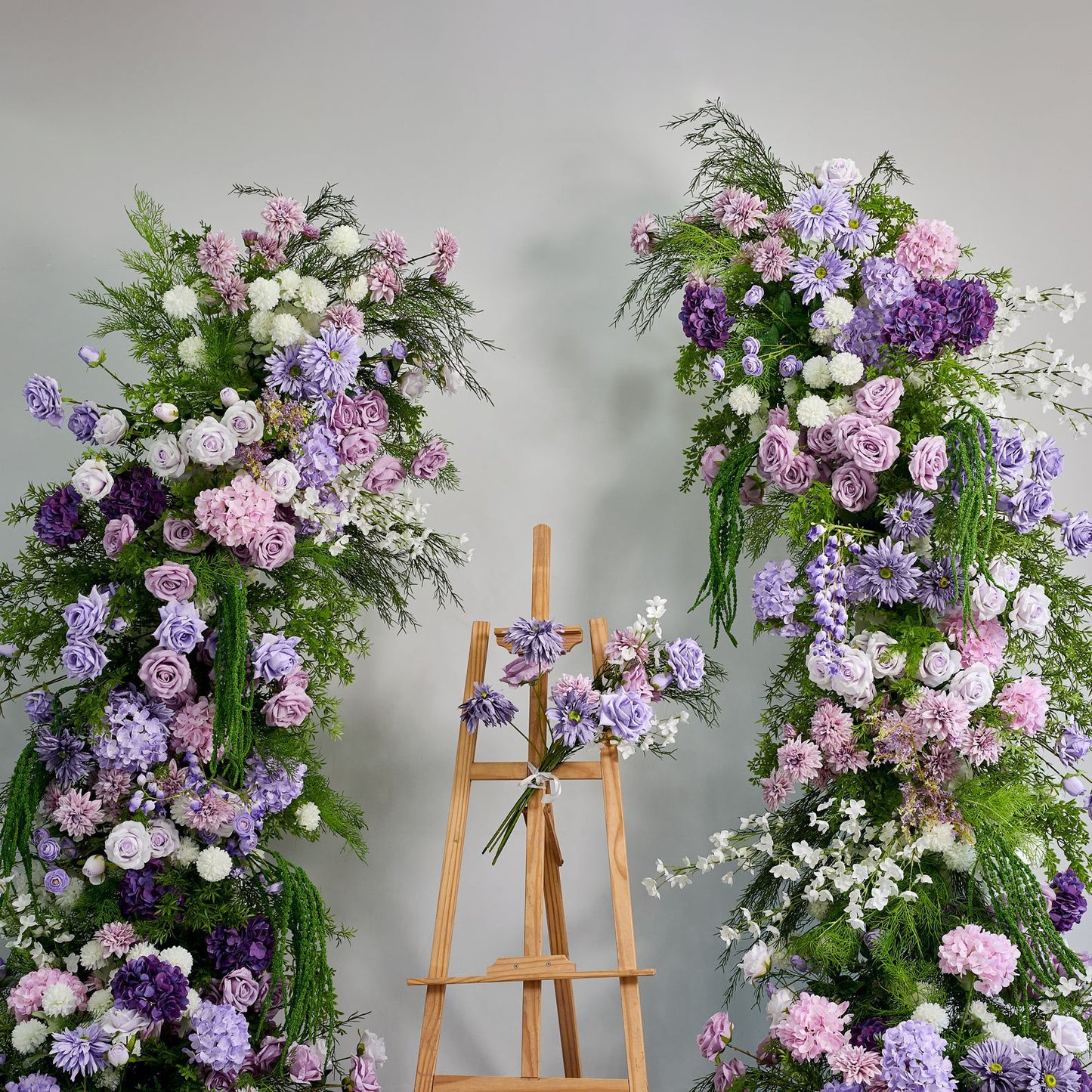 DWD205 New pastoral style 210+230cm greenery purple horn arch backdrops wedding event floral desigh