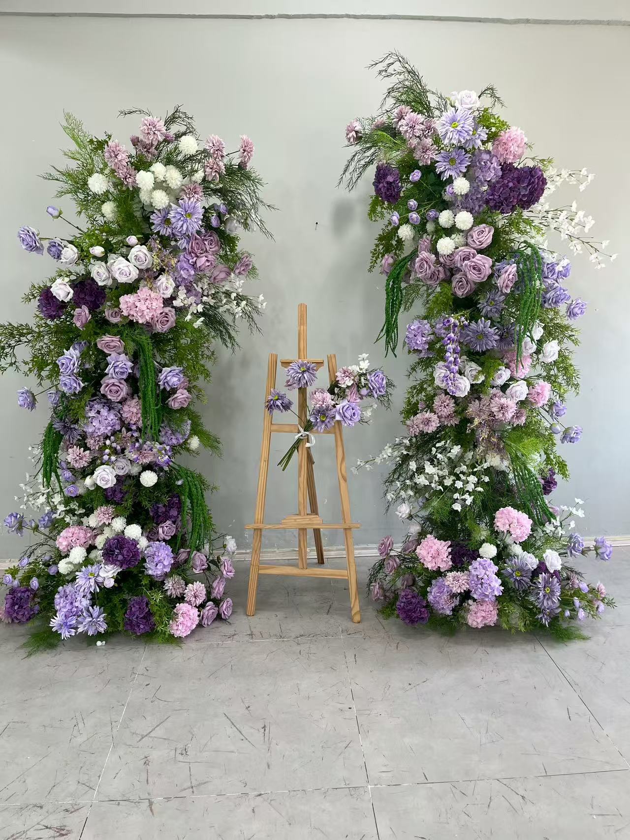 DWD205 New pastoral style 210+230cm greenery purple horn arch backdrops wedding event floral desigh