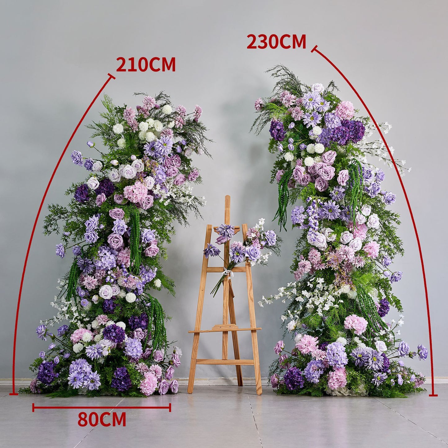 DWD205 New pastoral style 210+230cm greenery purple horn arch backdrops wedding event floral desigh