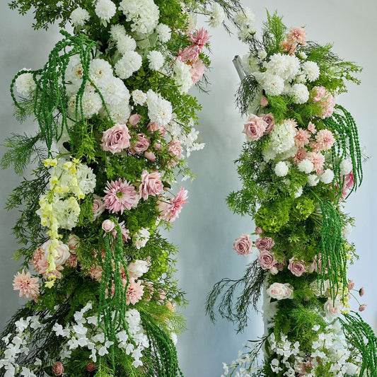DWD206 New garden style 210+230cm greenery pink horn arch backgrounds wedding event floral desigh