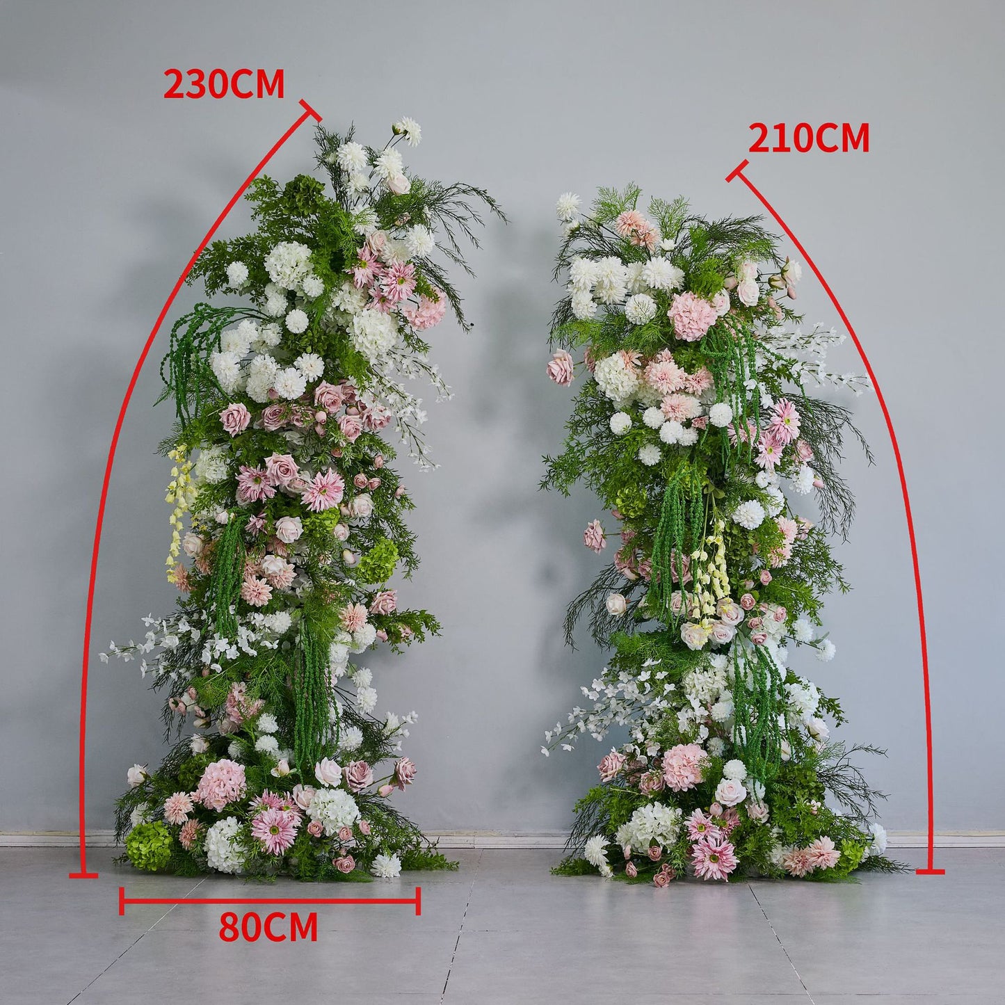 DWD206 New garden style 210+230cm greenery pink horn arch backgrounds wedding event floral desigh