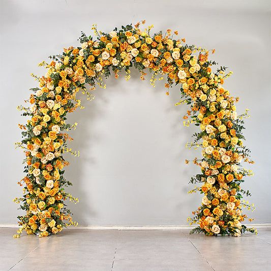 DWD208 New arrival 204cm height U arch yellow orange flower decor background wedding party floral porch arrangement