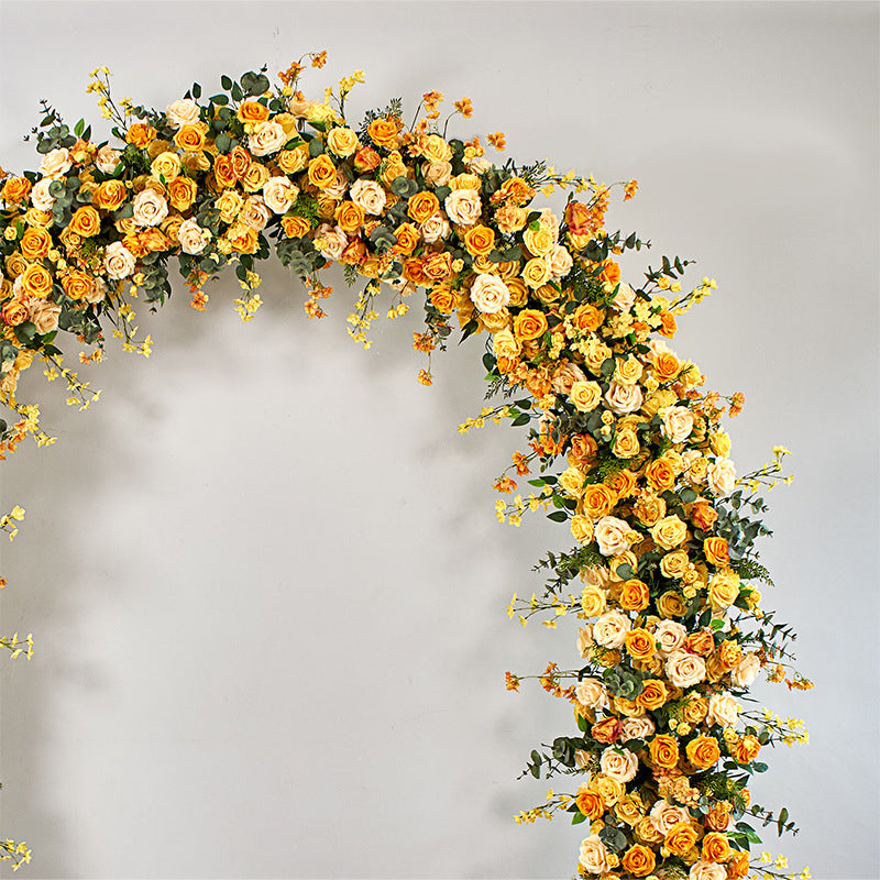 DWD208 New arrival 204cm height U arch yellow orange flower decor background wedding party floral porch arrangement