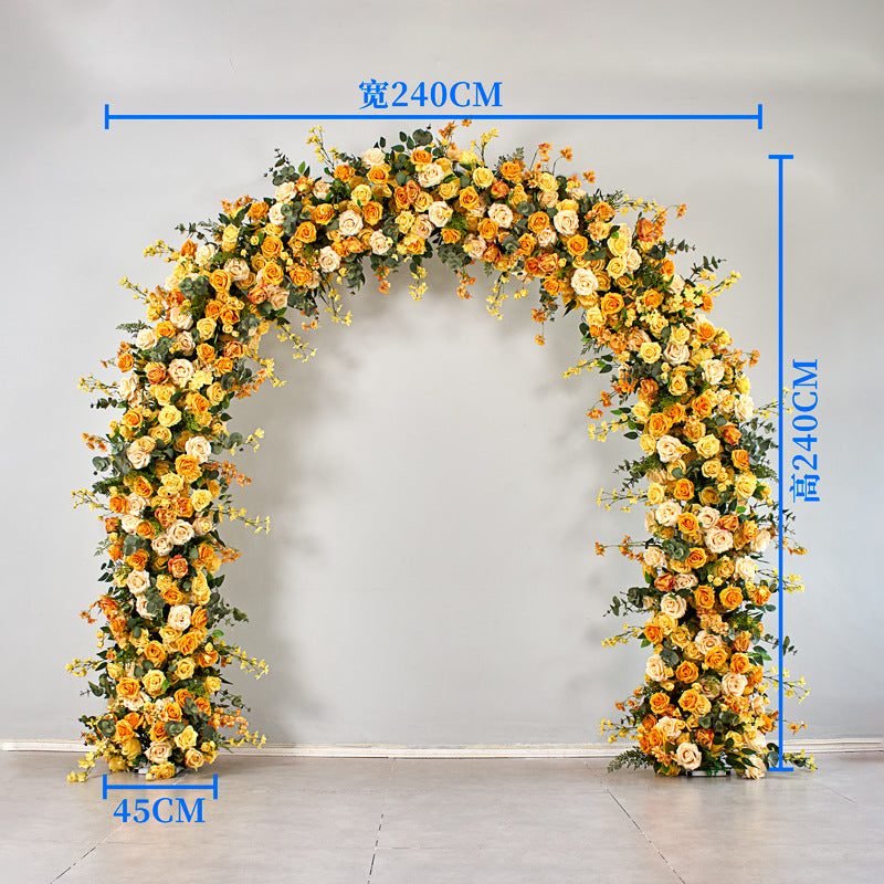 DWD208 New arrival 204cm height U arch yellow orange flower decor background wedding party floral porch arrangement