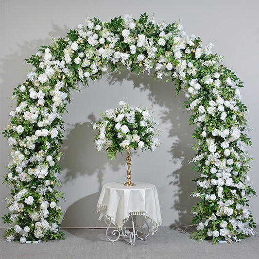 DWD021 Artificial single side green plant white rose arch greenery arch wedding floral arrangement