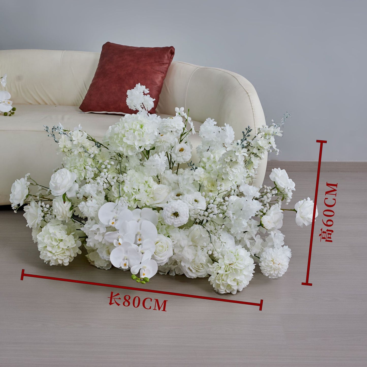 DWD225 200x80cm & 80cm White Cherry Blossom Larkspur Flower Runners | Wedding Table & Floor Floral Decor