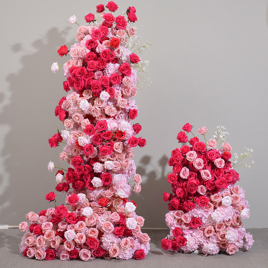 DWD044 Artificial red pink rose backdrop flower runner event wedding floral background
