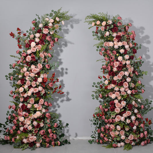DWD005 2.3+2.3m red and green plant floral arch wedding arch