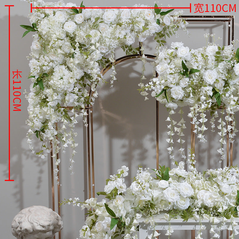 DWD058 White hanging flower runner table row decor wedding floral backdrop