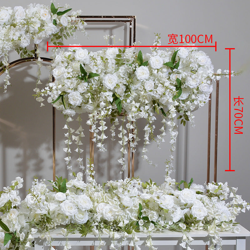 DWD058 White hanging flower runner table row decor wedding floral backdrop