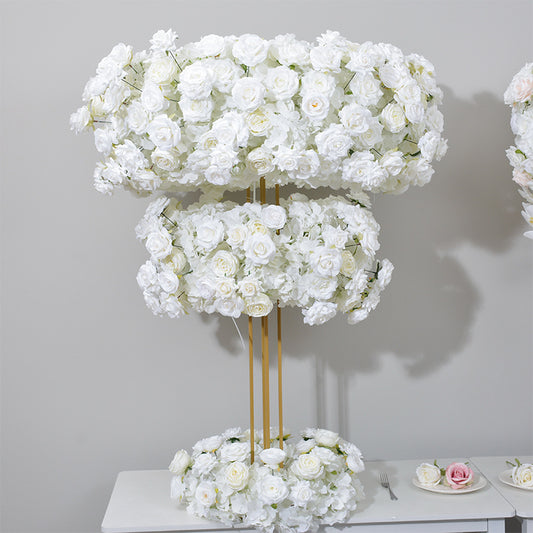 DWD073 Hot sale 1.2m height white rose garland table centerpiece decor wedding floral arrangement