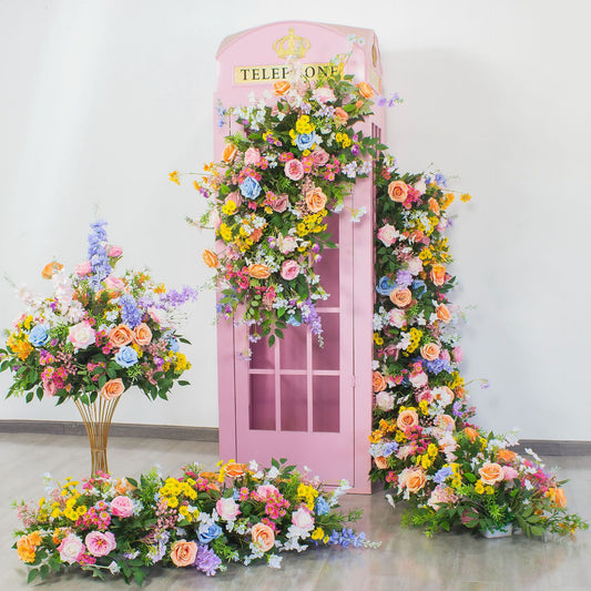 DWD078 New style telephone booth decor flower ball runner hanging flowers wedding party floral arrangement