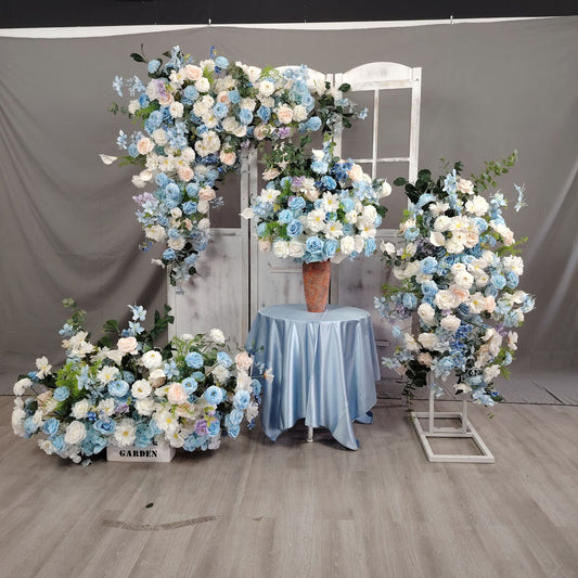 DWD080 New style white and blue serie flower decor wedding party floral arrangement backdrop
