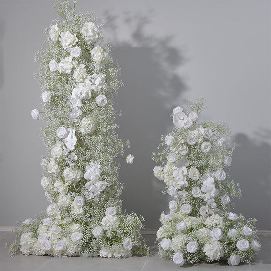 DWD081 High quality white babybreath hydrangea rose runner decor wedding party floral arrangement background