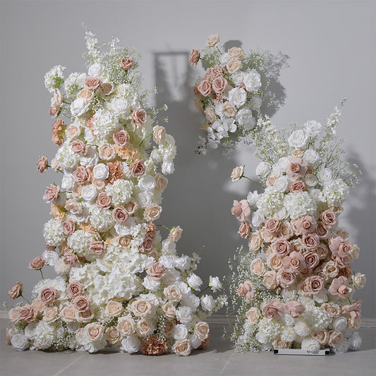 DWD083 High quality white and coffee color flower runner decor backdrop wedding party floral arrangement background