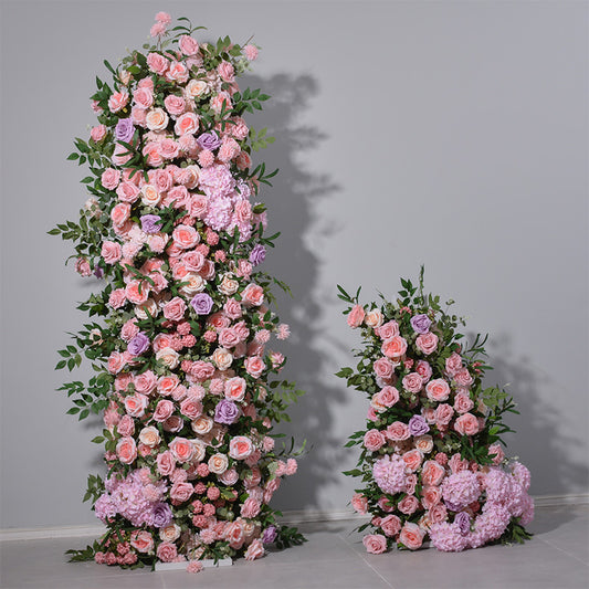 DWD085 High quality greenery and pink flowers runner decor wedding party floral arrangement background
