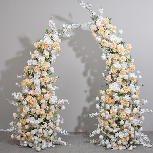 DWD094 Artificial high quality 190+230cm colorful flowers horn arch background wedding party floral backdrop arrangement