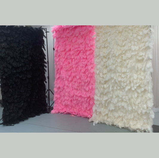 DWD008 Fluffy Ostrich Feather Wall Luxury Wedding Backdrop Custom Size (White/Black/Pink)