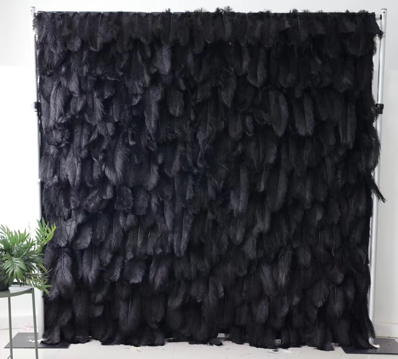 DWD008 Fluffy Ostrich Feather Wall Luxury Wedding Backdrop Custom Size (White/Black/Pink)