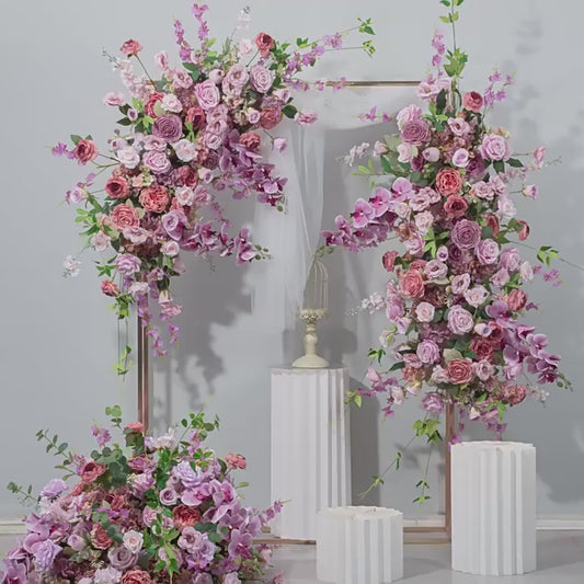 DWD127 High quality artificial purple series flower runner decor backdrop wedding party floral arrangement background