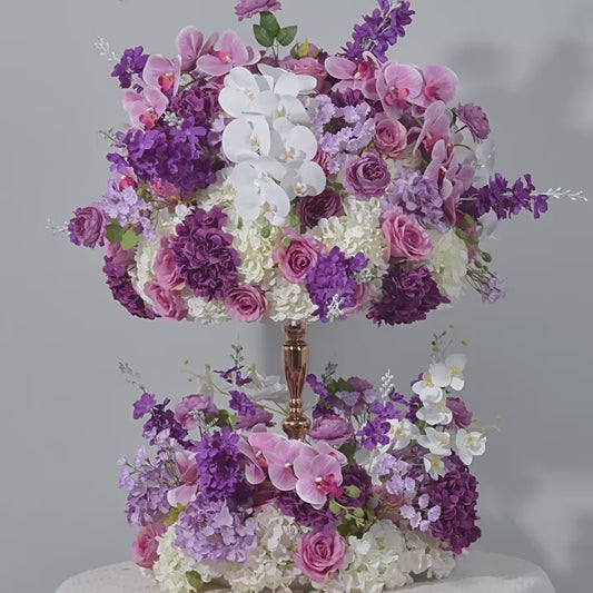 DWD026 Artificial purple flowers ball orchid garland table flower centerpiece wedding floral arrangement