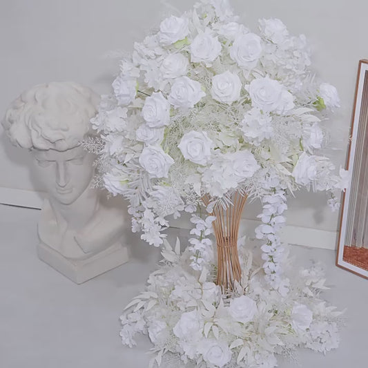 DWD131 Artificial 60cm white flower ball garland table centerpiece decor wedding floral arrangement