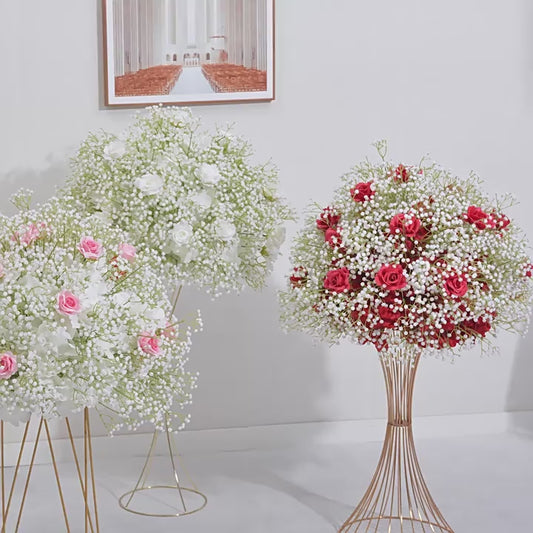 DWD128 High quality 60cm babybreath rose flower ball table centerpiece decor wedding ceremony floral arrangement