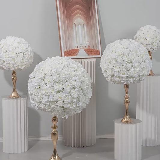 DWD010 new style luxury white round full rose ball floral centerpiece table decoration