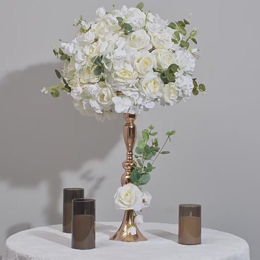 DWD066 Artificial creamy white flower ball table centerpiece decor wedding floral arrangement
