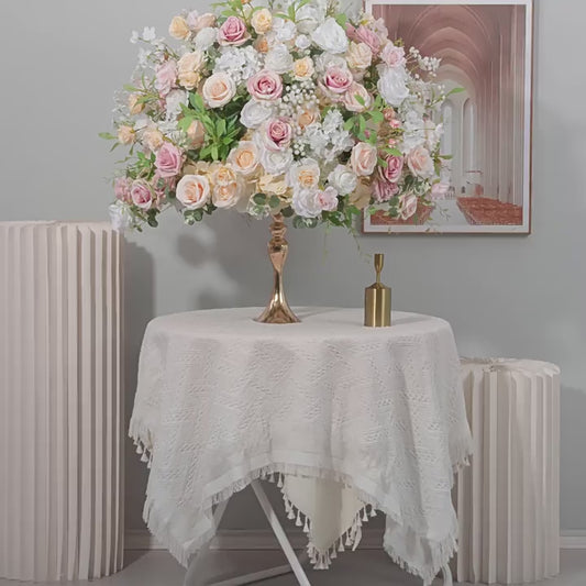 DWD023 Artificial 80cm pink champagne big rose ball table flower wedding floral arrangement