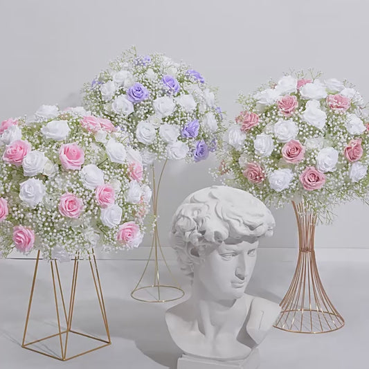 DWD018 Artificial colorful rose ball babybreath floral ball centerpiece decoration table decor