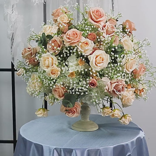 DWD163 Artificial 55cm champagne babybreath rose flower ball table centerpiece wedding event arrangement