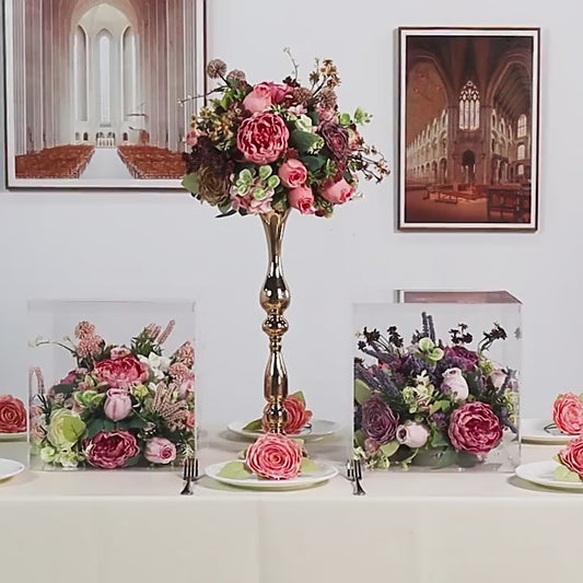 DWD162 Artificial 30cm flower ball table centerpiece acrylic box decor wedding event arrangement