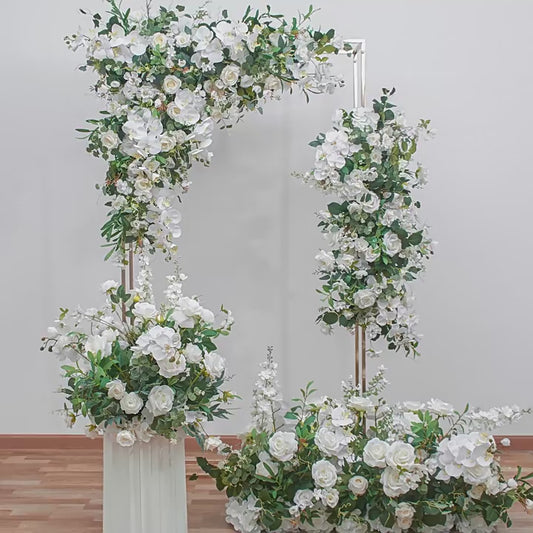 DWD102 High quality greenery white flower orchid backdrop decor row wedding party floral arrangement background