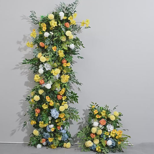 DWD139 Artificial yellow green plant series flower row decor backdrop wedding event greenery porch decor ackground