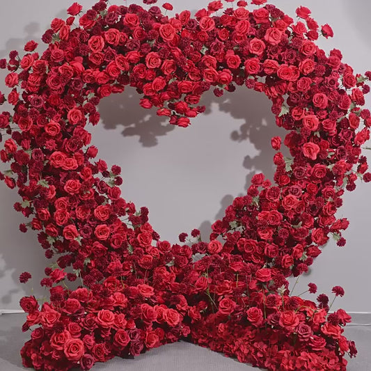 DWD146 Artificial 2m red rose heart arch decor backdrop wedding event party background