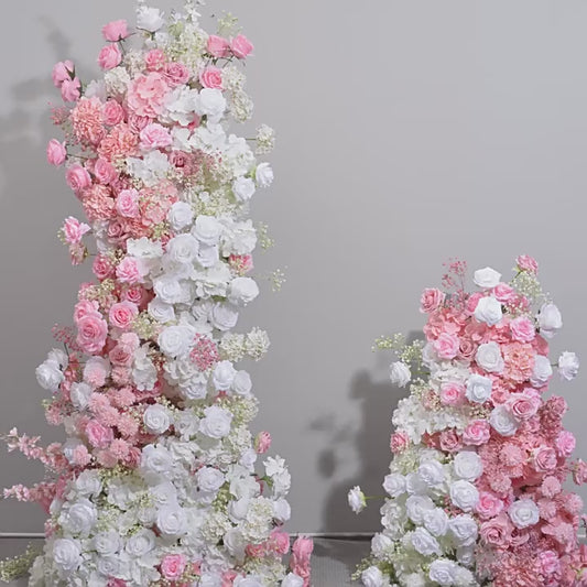 DWD138 Artificial pink white series flower row decor backdrop wedding event floral arrangement props background