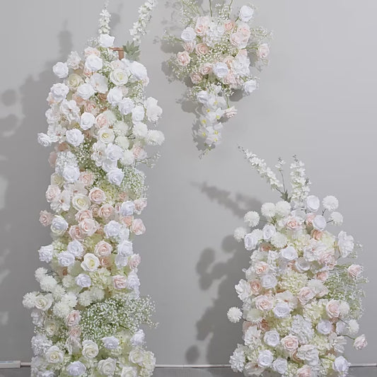 DWD110 New arrival artificial white champagne flower row decor backdrop wedding party floral arrangement background