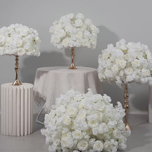 DWD037 Artificial white cherry blossom rose ball table decor centerpiece flower wedding floral arrangement