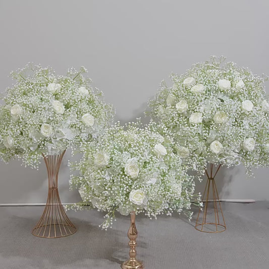 DWD047 Luxury simulated babybreath rose ball centerpiece table decor wedding party floral design