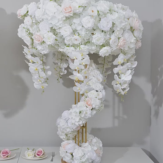 DWD074 Hot sale 1.2m height white rose orchid garland table centerpiece decor wedding floral arrangement