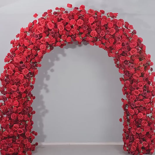 DWD038 High-quality artificial 2.4m red rose door arch U style arch wedding backdrop floral