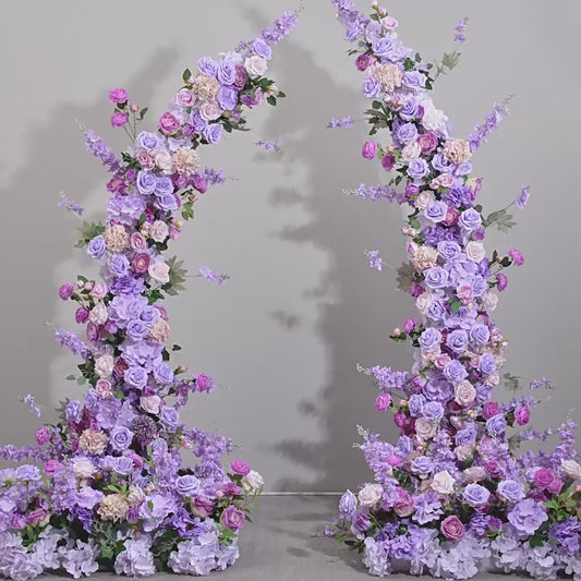 DWD113 New style 190+230cm purple flowers horn arch background wedding party floral backdrop porch decor