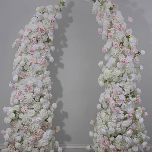 DWD012 Artificial white pink rose hydrangea arch wedding floral arrangement